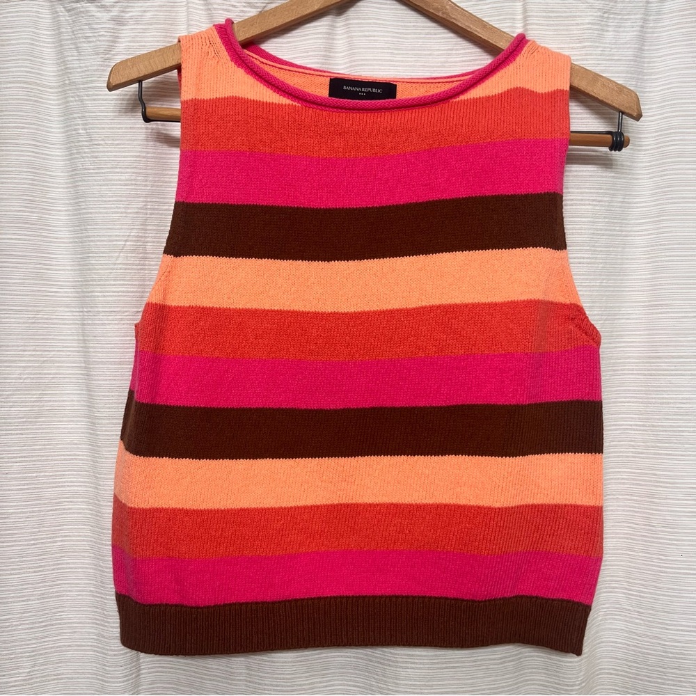 Banana Republic Striped Tank Top in Pink, Orange & Brown